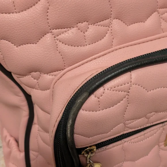 Luv Betsey by Betsey Johnson Pink Quilted Cat Pattern Backpack - Picture 7 of 15